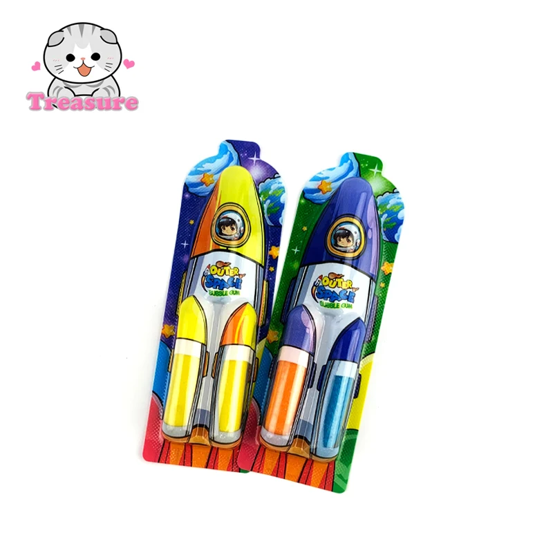 Wholesale Halal Fruity Colorful bar Shape Bubble Gum Rocket Shape 3 Pcs Bubble Gum