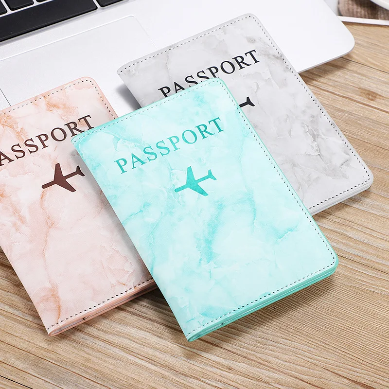 Marble Passport Cover Holder Custom Logo Accepted Travel Pu Leather