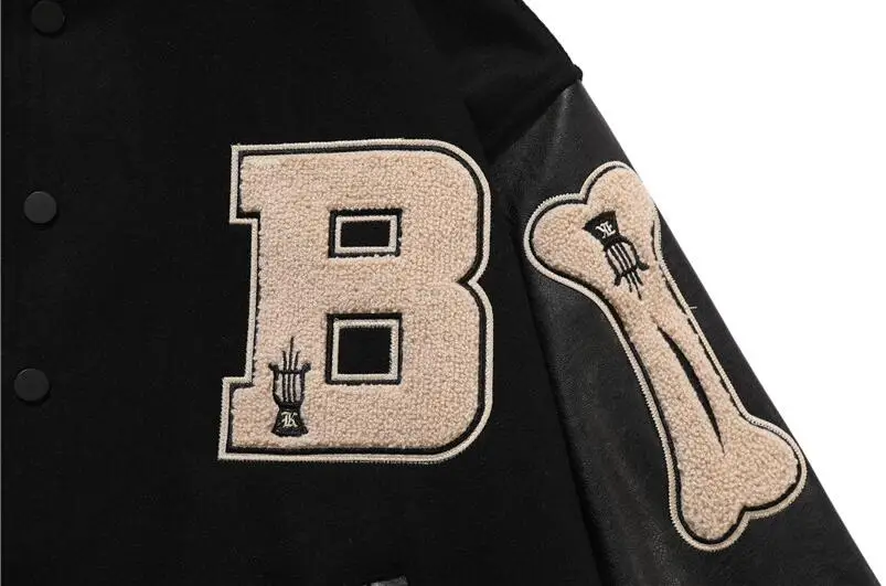 Baseball Jacket Men Bone Letter Patch Color Leather Sleeve College Style  Streetwear Harajuku Jacket …See more Baseball Jacket Men Bone Letter Patch