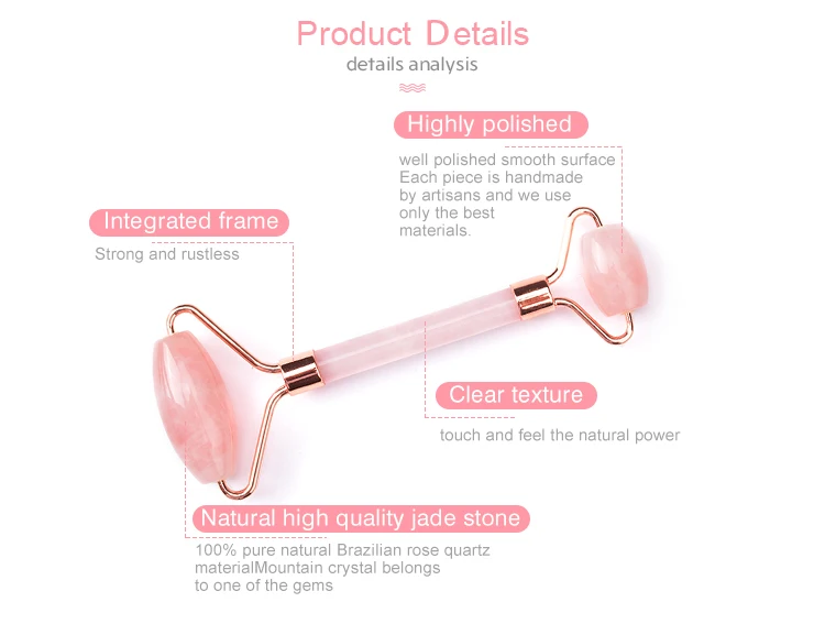 Factory Sell Natural Pink Rose Quartz Facial Jade Roller And Gua Sha Tools Set Wtih Custom Box