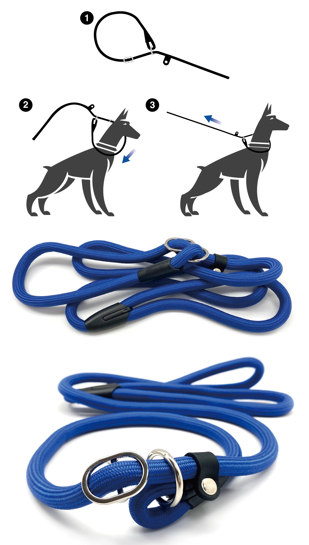 Wholesale Nylon Rope Training Slip Lead Dog Leash With Limited Buckle