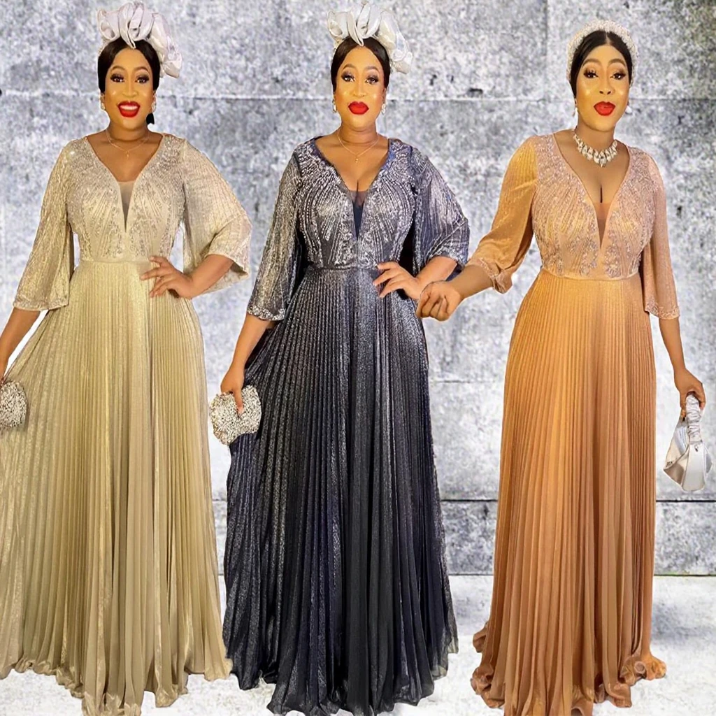 2025 Latest Ghana African Dress Designs with Gold Crimp Dust Good Selling  Polyester Ankara Dress with Rhinestones for Prom| Alibaba.com
