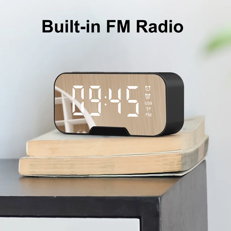 Mirror Desk Clock Bedside LED Digital Clock Home Decoration Desktop Electronic Alarm Clock in 2022