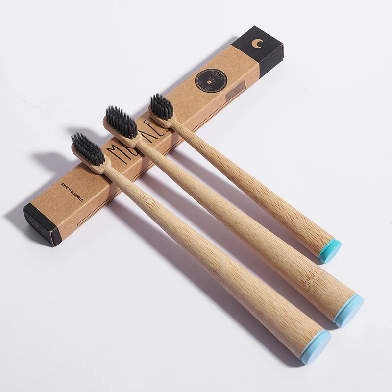 Customized Handle Color Bamboo Toothbrush Biodegradable With Colored Handle