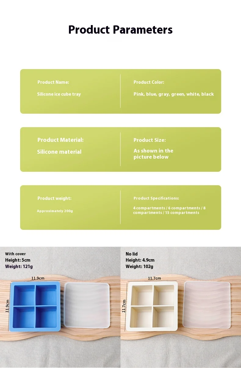 Large Capacity Reusable Silicone Ice Tray with Lid Household Ice Mold and Box for Ice Making manufacture