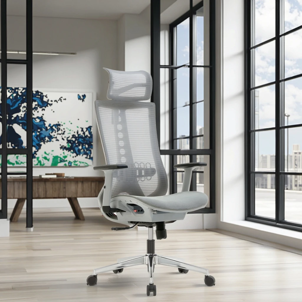 Premium PU Breathable Mesh Lift Chair Memory Foam Seat Lumbar Support Ergonomic Executive for Tower Style 3