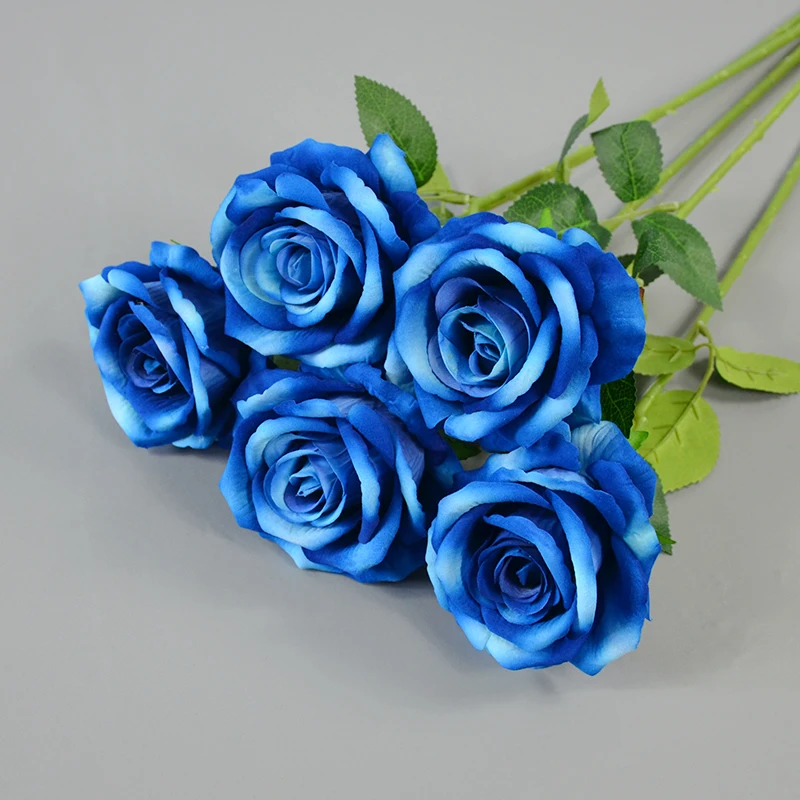 Hot Selling Real Touch Artificial Flower Single Stem Velvet Rose Flower