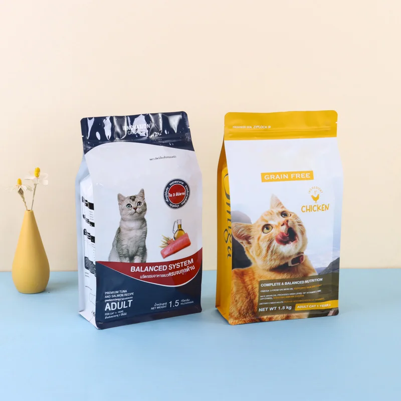 Custom Digital Printing Resealable 8 Side Seal Dog Cat Treat Snack