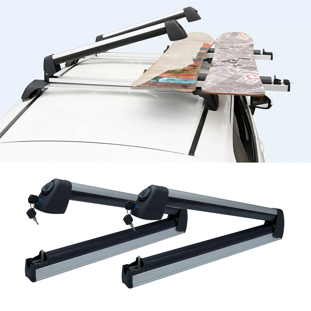 Ski Rack For Roof Rack,Aluminum Snowboard Rack With Key Locked Clamping