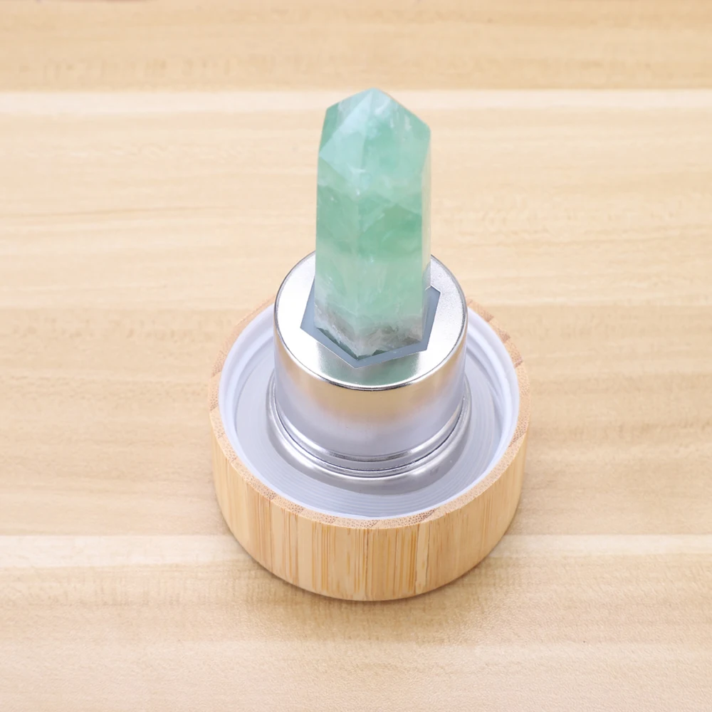540ml Crystal Water Bottle Bamboo Lid Natural Gemstone Quartz Energy