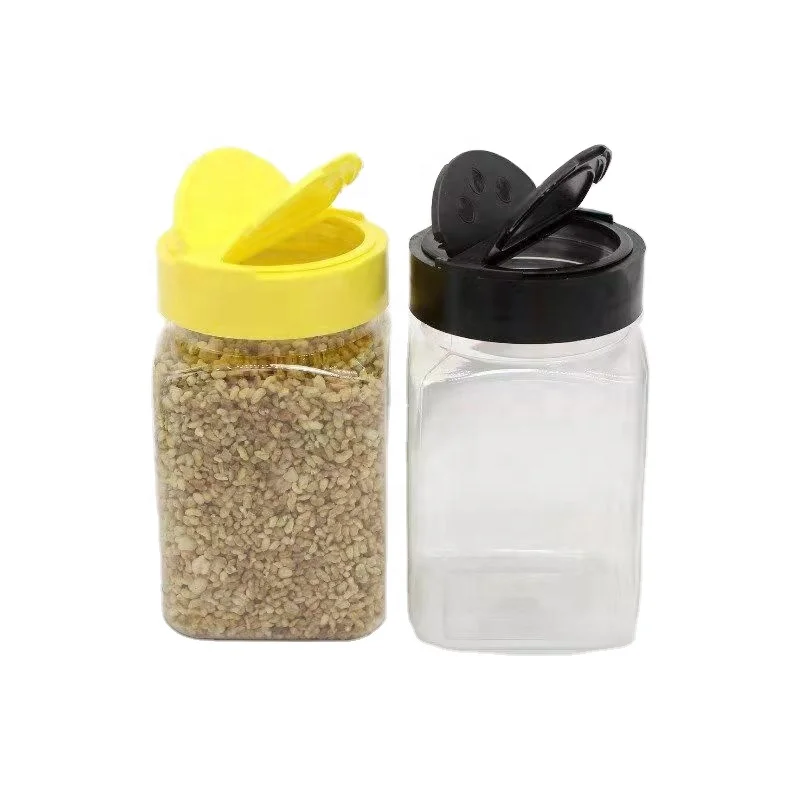 Bulk 350 Ml Kitchen Square Spice Jars Packaging ,Pepper Chili Powder  Seasoning Square Plastic Container on Sale
