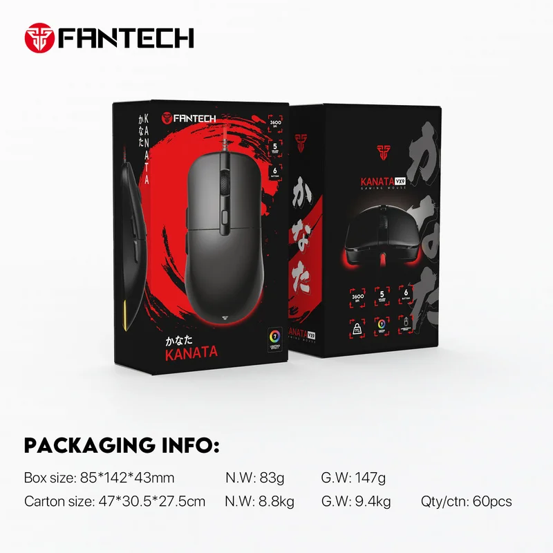 FANTECH KANATA VX9 Wired Gaming Mouse - 3600 DPI, LED Lights