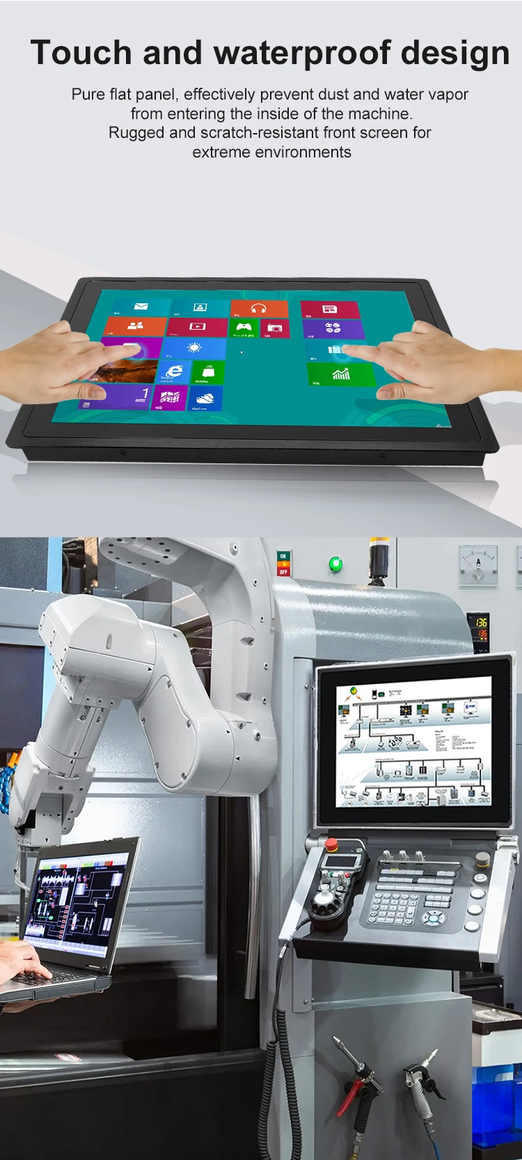 Fanless Industrial Tablet 15 Inch X86 Gen2/3/4 I7 Embedded Flat Pure Touch Screen AMD DDR4 Industrial All-in-One Panel PC