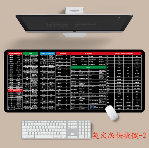 English japanese shortcut keys over sized customization mouse pad for ps excel cad office pad