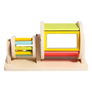 Montessori Wooden Spinning Textile Drum Infants Game Color Perception Hand-Eye Coordination Educational Sensory Toys for Kids