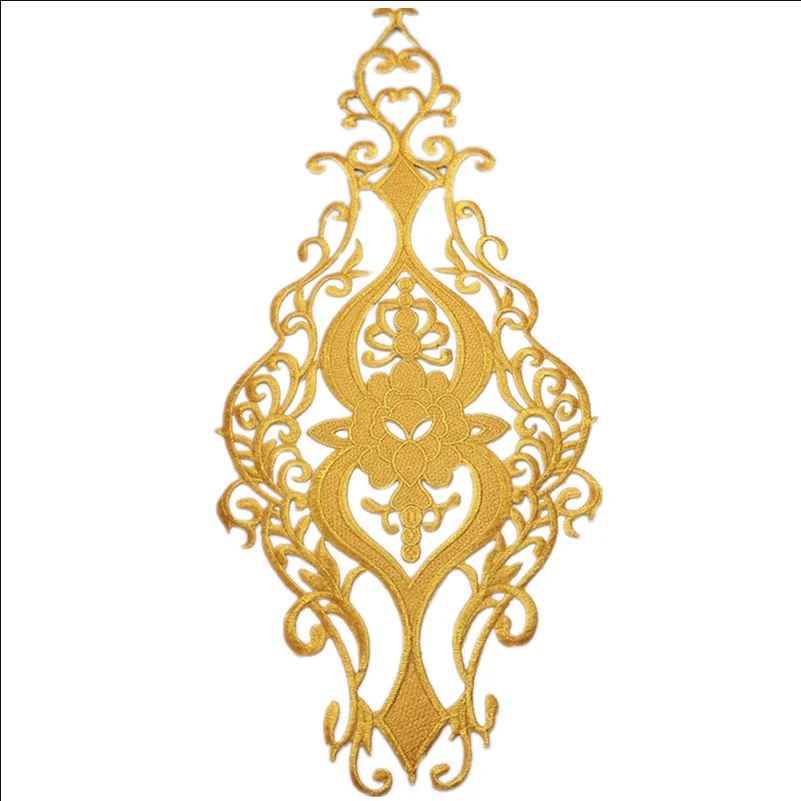 large embroidery applique gold metallic iron