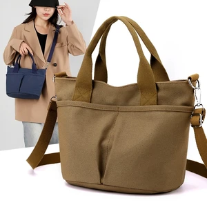 New Tote Bag Large Capacity Ladies' Shoulder Bag Versatile Canvas Bag Women College Student Shoulder Bag Classes Simple Handbag