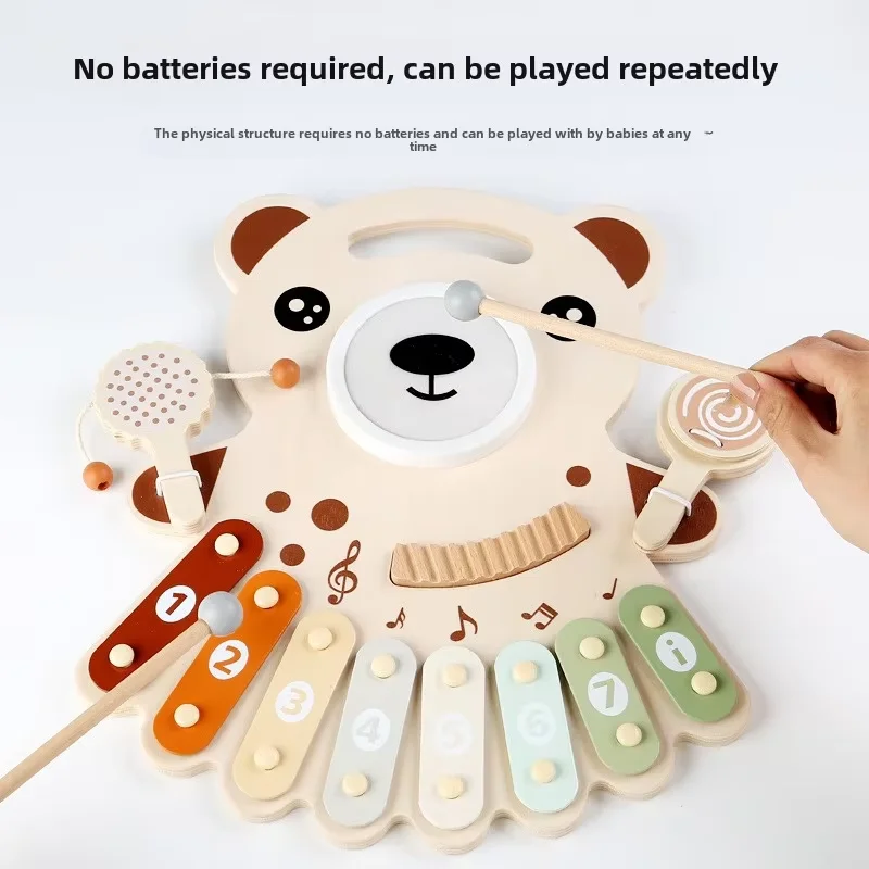 CPC CE Hot Sale Bear Music Montessori Toy Set for 2-4 Years Old Wood Xylophone Percussion Instrument Musical Educational