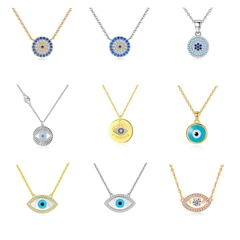 Custom Fashion Qings 925 sterling silver Devil Eye Necklaces Jewelry Gold Plated Evil Eye Necklace