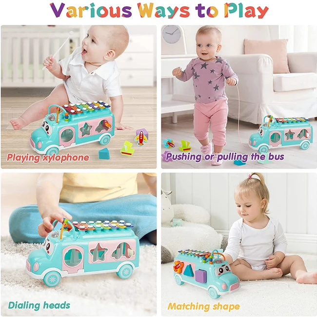 Activity Cube Toy Bus Includes Xylophone Toddler Educational Toys Funny