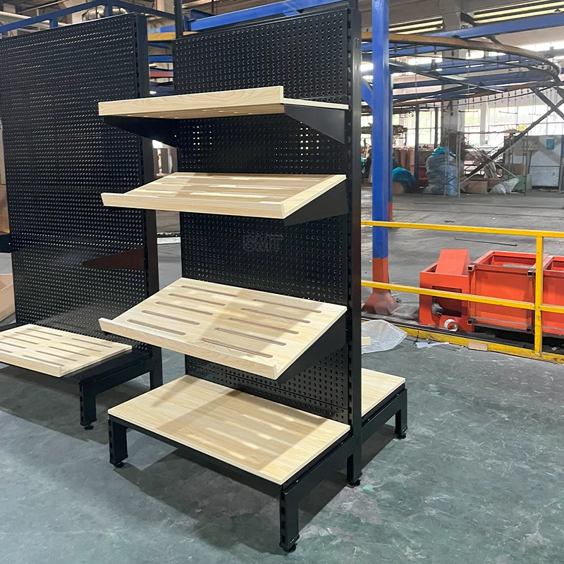 Custom Bread Racks Custom Supermarket Bread Display Shelf Retail Store Gondola Wooden ...