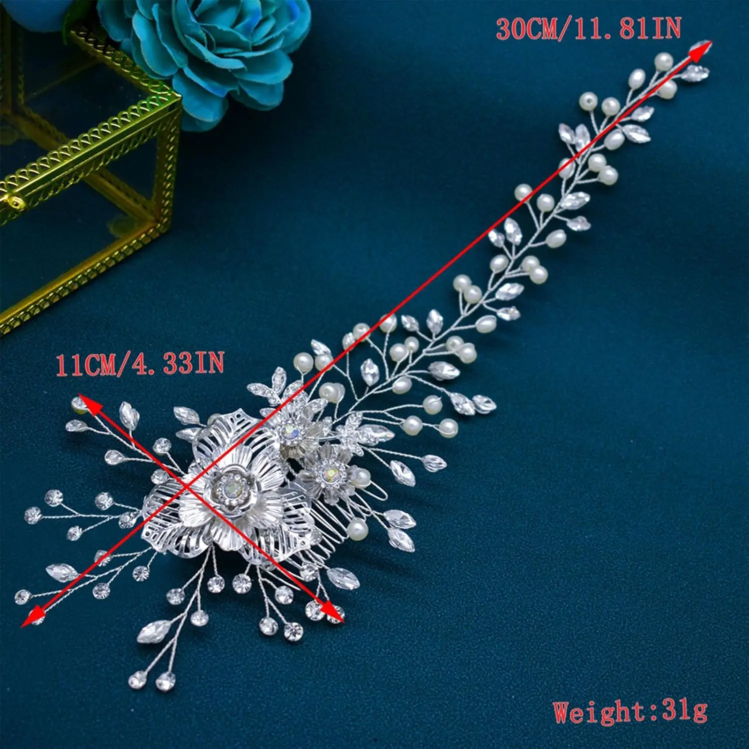 Premium Elegant Wedding Hair Pieces Rhinestone Bridal Hair Comb and Accessories for Bridesmaids Made of Silk - Image 4