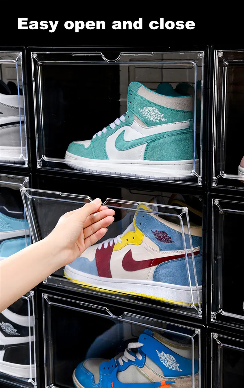 Sneaker Display Box Clear Door Acrylic Shoe Storage Box Plastic