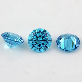 High Quality 8mm round shape AAAAA blue Synthetic Stone Cubic Zirconia