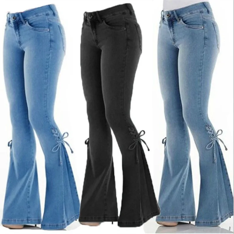 Women's Denim Ripped Jeans - Trendy Distressed Style