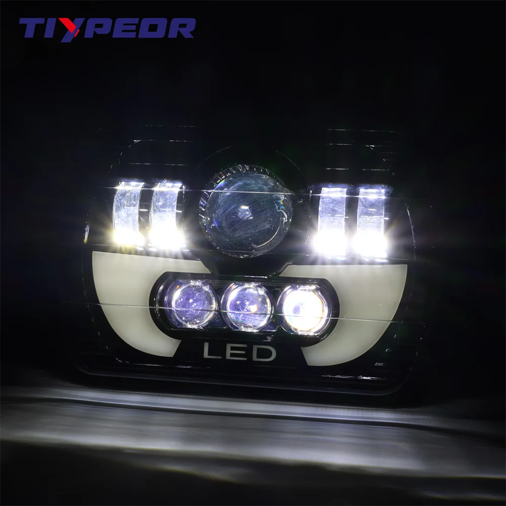 product tiypeor 7inche motorcycle car led headlight automotive square headlamp assembly waterproof h4 drl for xj yj car truck motobike-4