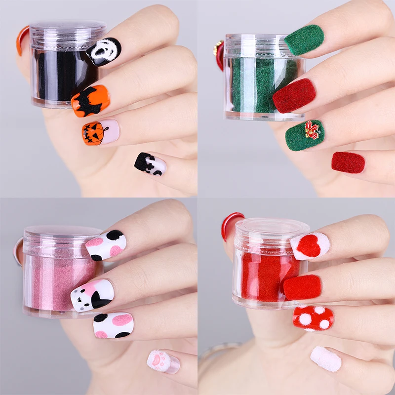 Fuzzy Flocking Colorful Dust for Manicure DIY Nail Art Tips Christmas Decoration Velvet Nail Glitter Powder