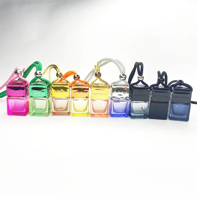 8ml Square Bottle for Hanging Car Air Freshener Perfume Pendant Empty Glass Car Diffuser Bottle