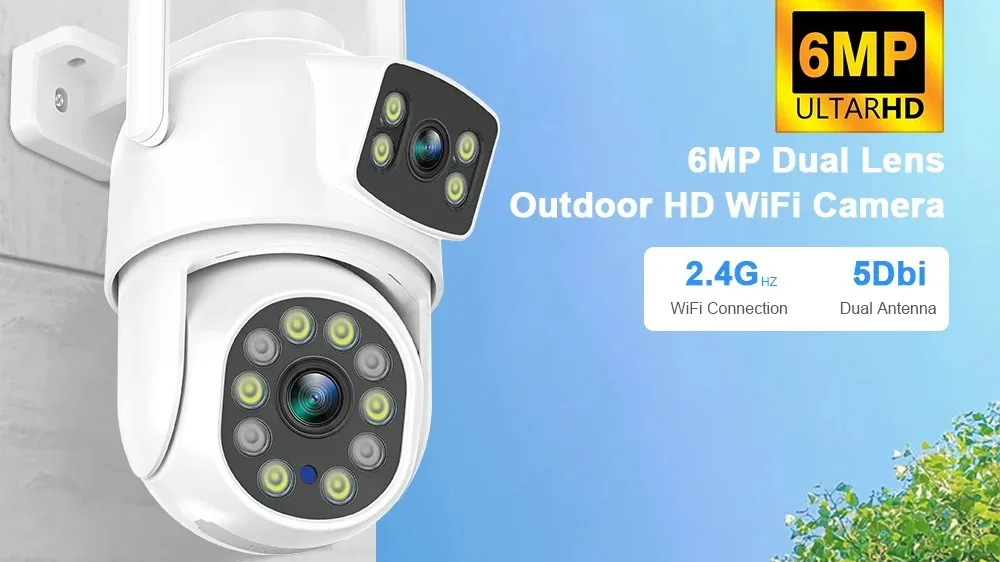 Okam Pro 6mp Outdoor Dual Lens Wireless Ptz Cctv Security Cameras