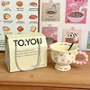 [Gift Box Set with Round Spoon] Stem Glass with Pearl Handle - Strawberry Rabbit