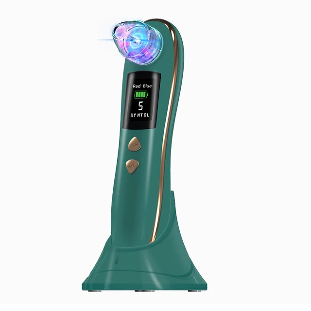 Vacuum Blackhead Remover Blue Red Light Therapy Pore Vacuum Cleaner With 6 Replaceable Suction Probes