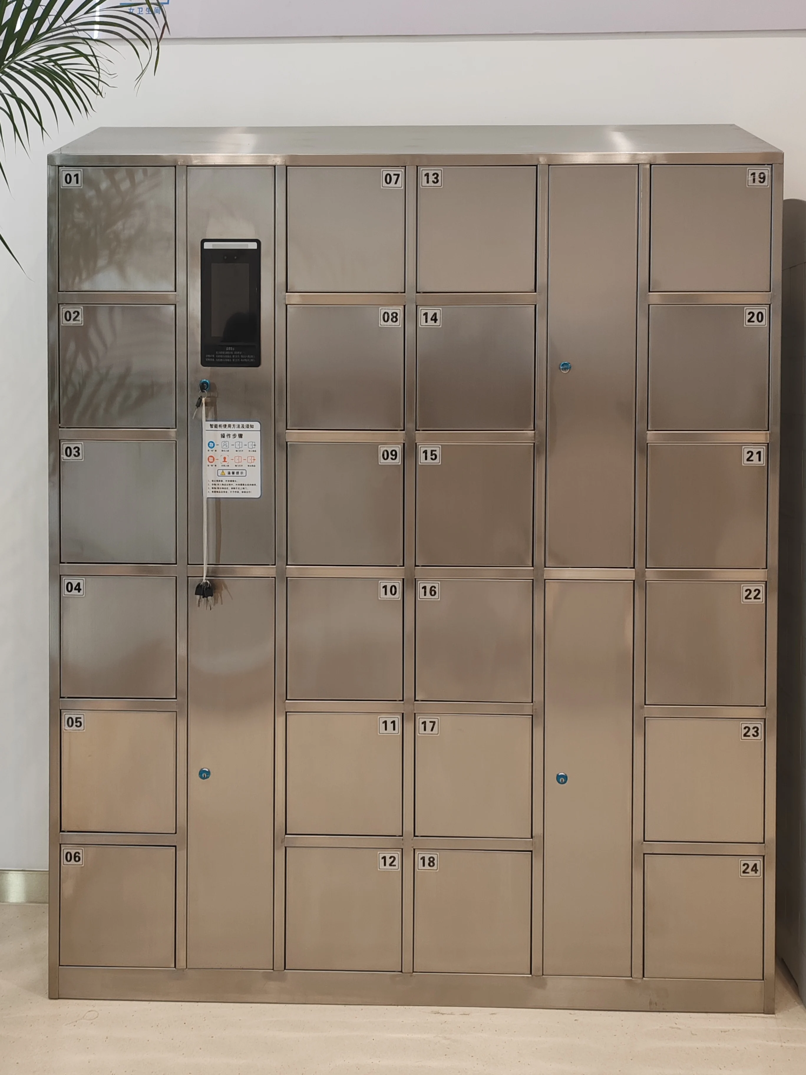Modern design stainless steel office storage cabinet 6 door metal cabinet suitable for employee break rooms and slaughterhouses
