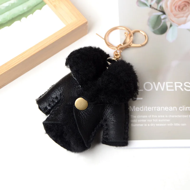 Mini Clothes Cardigan Chain Down Coat Leather Wrap Multi-functional Organizer Snap Closure Cover Sleeve Holder Key Case_voghion.com