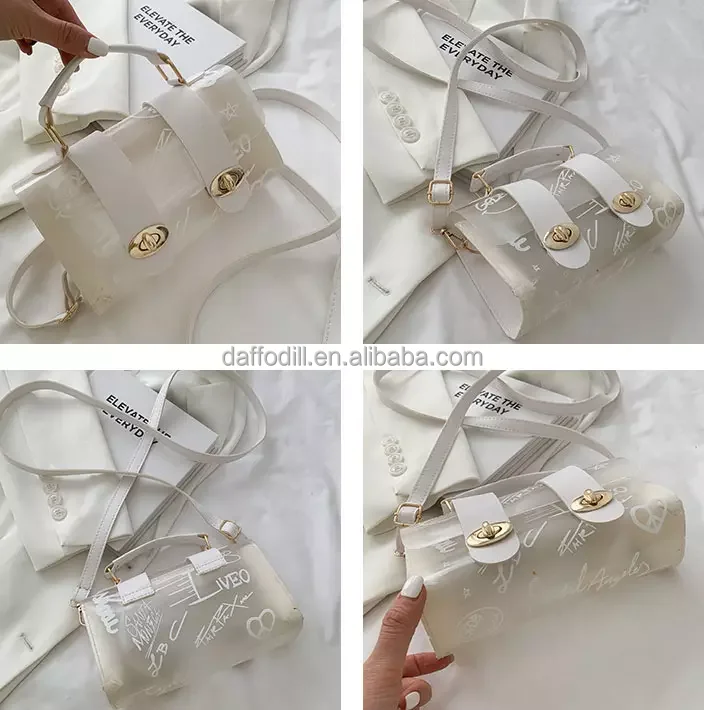 Fashion Lady Handbags Luxury PVC Transparent Cross Body Bags for Women Korean Vintage Purse Jelly Ins Clear Handbag for Girls