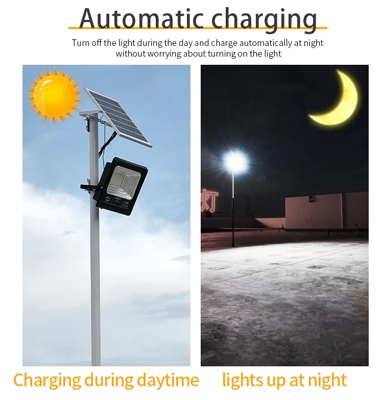 IP67 Aluminum ABS 200w SMD Solar powered Flood Lights Outdoor Led Flood Light With Power Display