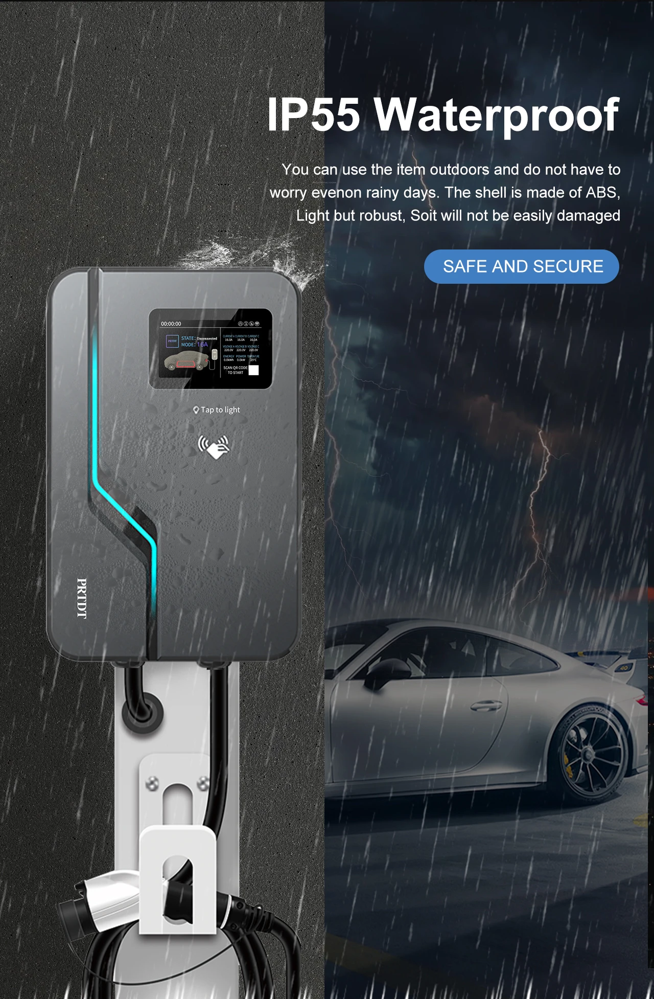 Prtdt Ev Charger 48a 1 Phase 7.6kw 9.6kw 11.5kw Ev Charging Station ...