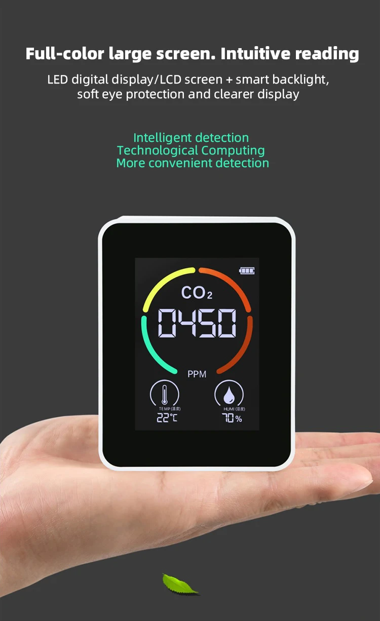 CO2 Monitor Detector Indoor Air Quality Monitor Multifunctional Home Digital co2 Air Detector Air Quality Analyzer
