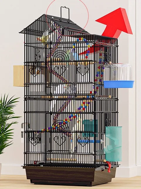 Image showcasing Large Iron Wire Parrot Standing Pigeon Nest Box Bird Cage House Large ...