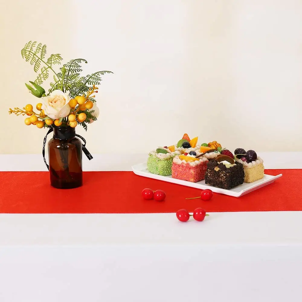 Красная атласная настольная дорожка Jiema, роскошные украшения для свадьбы, вечеринки, дома, гостиницы, свадебные украшения стола