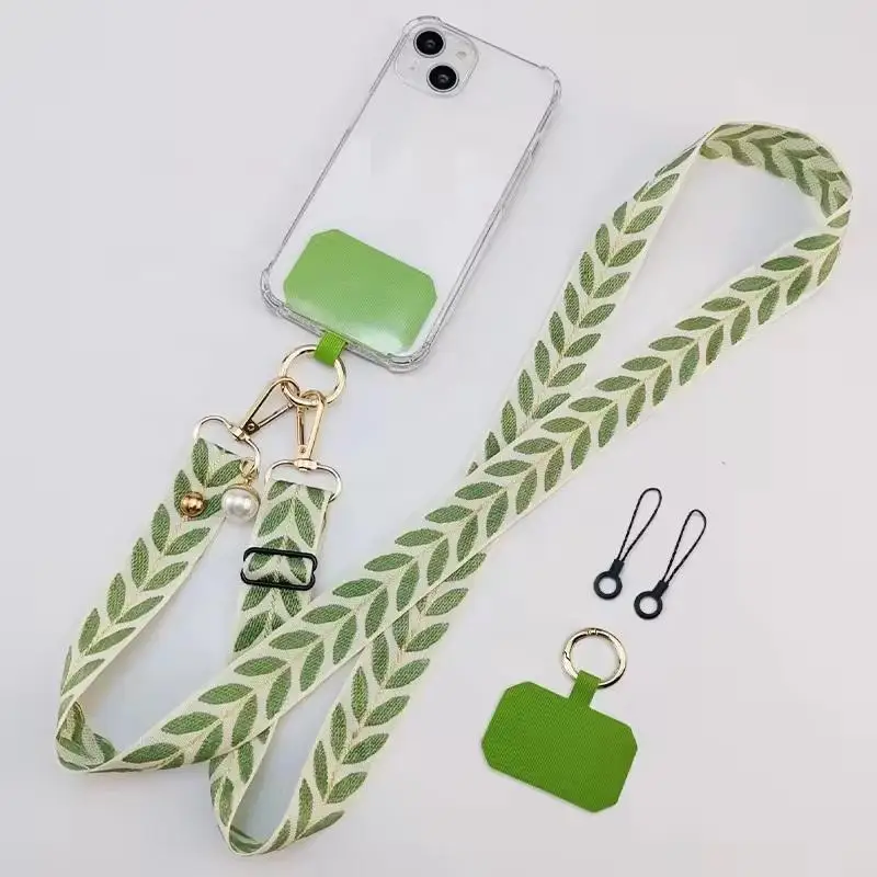 product laudtec adjustable long anti lost crossbody mobile phone lanyard with neck cord clip pearl hanging ornaments card holder-6