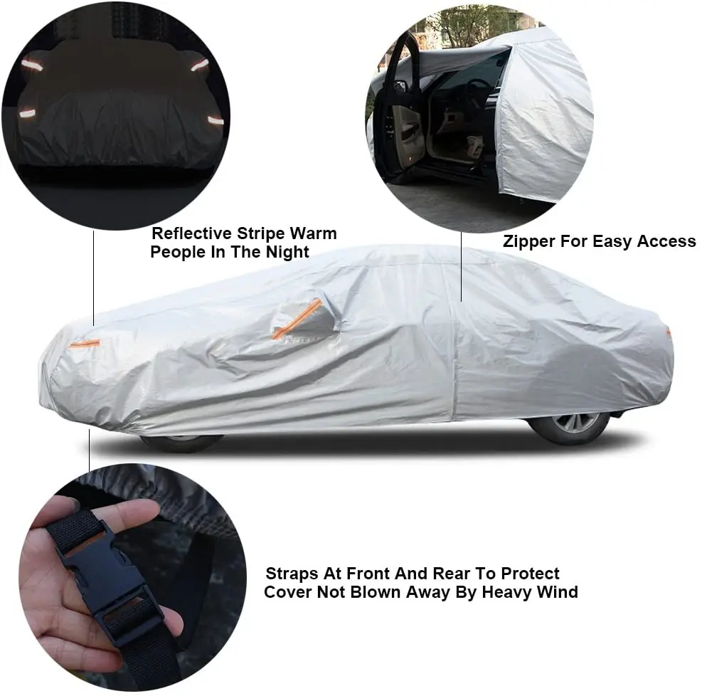 Basics Silver Weatherproof Car Cover Sedans up to 170 150D Oxford 