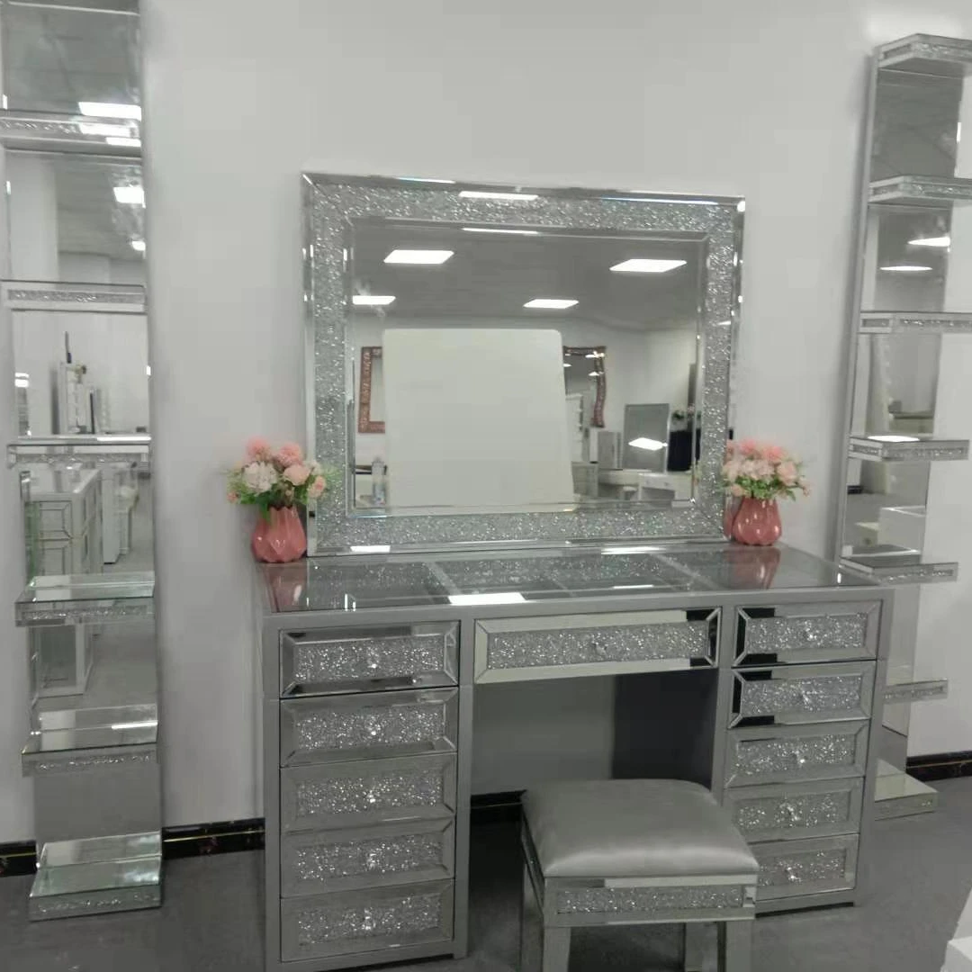 Factory Direct Commercial Crystal Vanity Table With Led Light For
