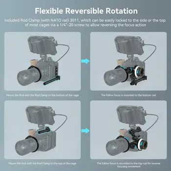 SmallRig Mini Follow Focus with A/B Stops & 15mm Rod Clamp and Snap-on Gear Ring Belt for DLSRs and Mirrorless Cameras 3010 detail image