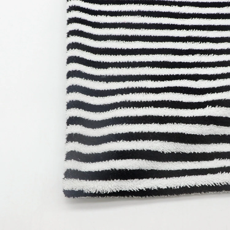 Оптовая цена, распродажа, 100% полиэстер, трикотажная полосатая флисовая ткань для одежды