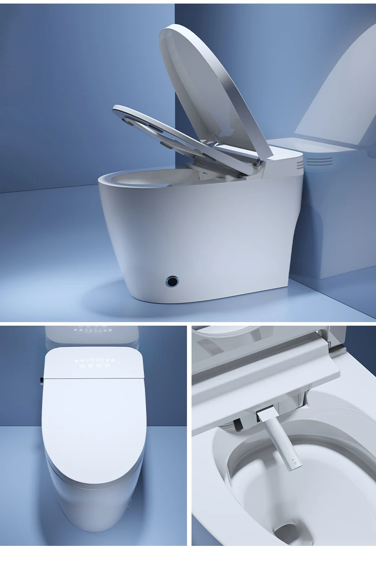 Intelligent porcelain wc floor mounted water closet bathroom electric self-clean ceramic siphon toilet automatic smart factory