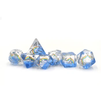16mm Custom Dice Set dnd polyhedral whole sale resin rainbow inclusion dice